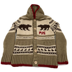 Parajumpers‎ Hooded Cardigan Sweater Womens XS Bear Handknit